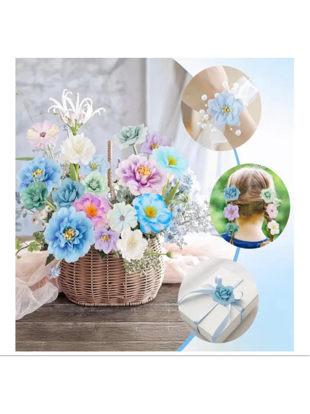 NEW 210 Pcs Mini Silk Flower Heads Small Fake Rose Daisy Craft Wedding Shower
